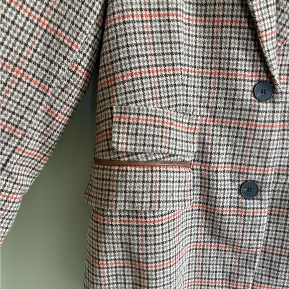 Ebossy Brown Plaid Tailored Blazer with Elbow Patches - Picture 6 of 12